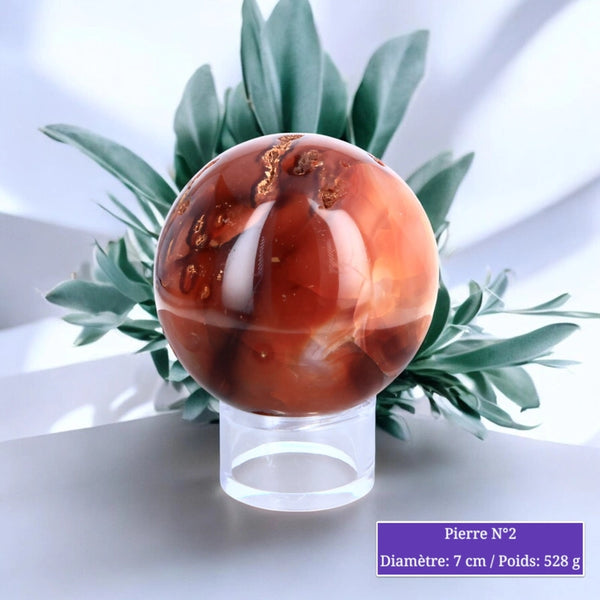 Sphère en Cornaline - Boule en pierre naturelle