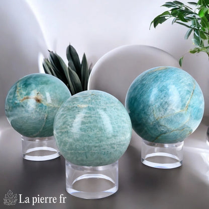 Sphère en Amazonite 100% naturelle, idéale pour apaiser les émotions et instaurer l&