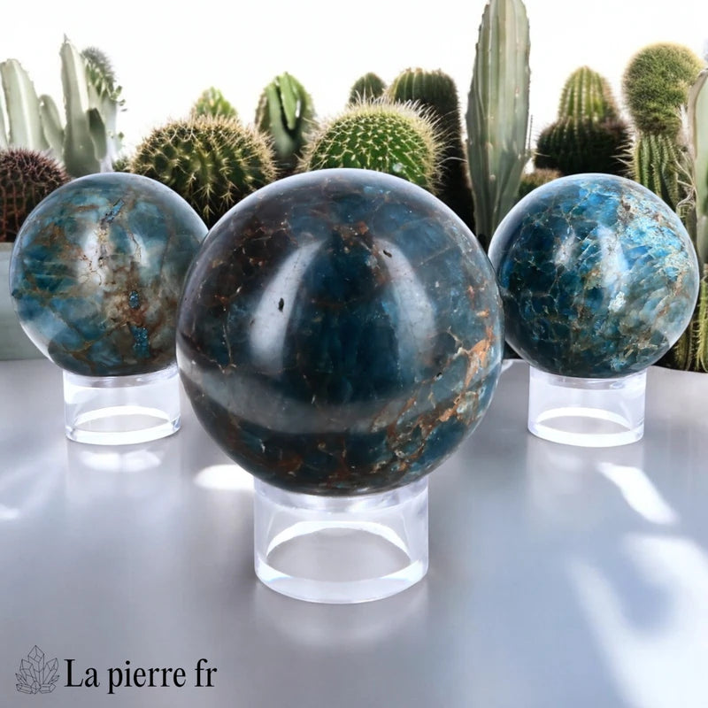 Sphère en Apatite - Pierre naturelle énergétique pour la lithothérapie et collection de minéraux  