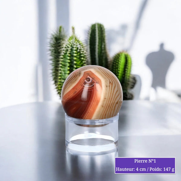 Sphère en Cornaline Zonée - Boule en pierre naturelle