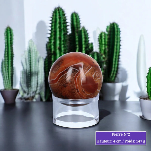 Sphère en Cornaline Zonée - Boule en pierre naturelle