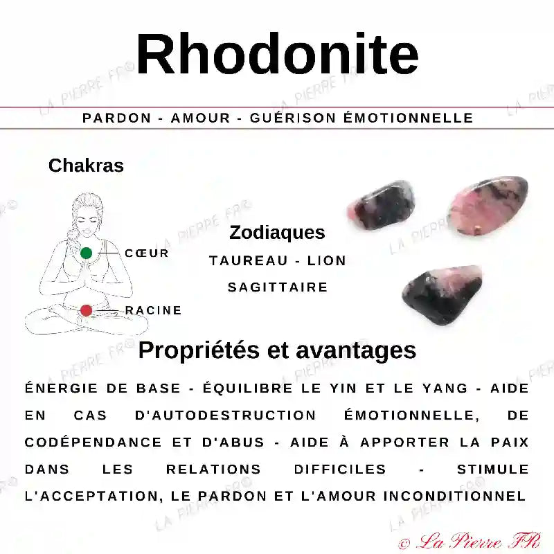 Rhodonite - Cœur en pierre naturelle