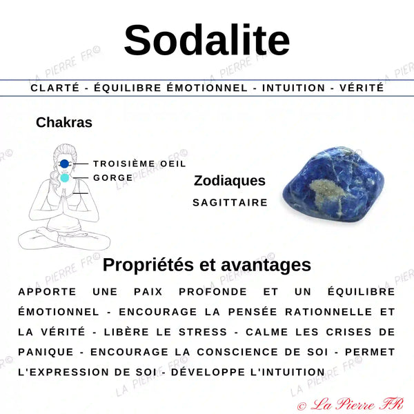 Sodalite en galet plat - Pierre de Relaxation et d'Équilibre Émotionnel