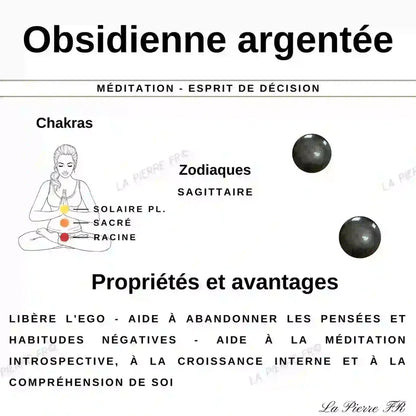 Perles Obsidienne Argentée en pierre naturelle ronde 6/8/10 mm de Qualité AA+, pour la création de bijoux et lithothérapie