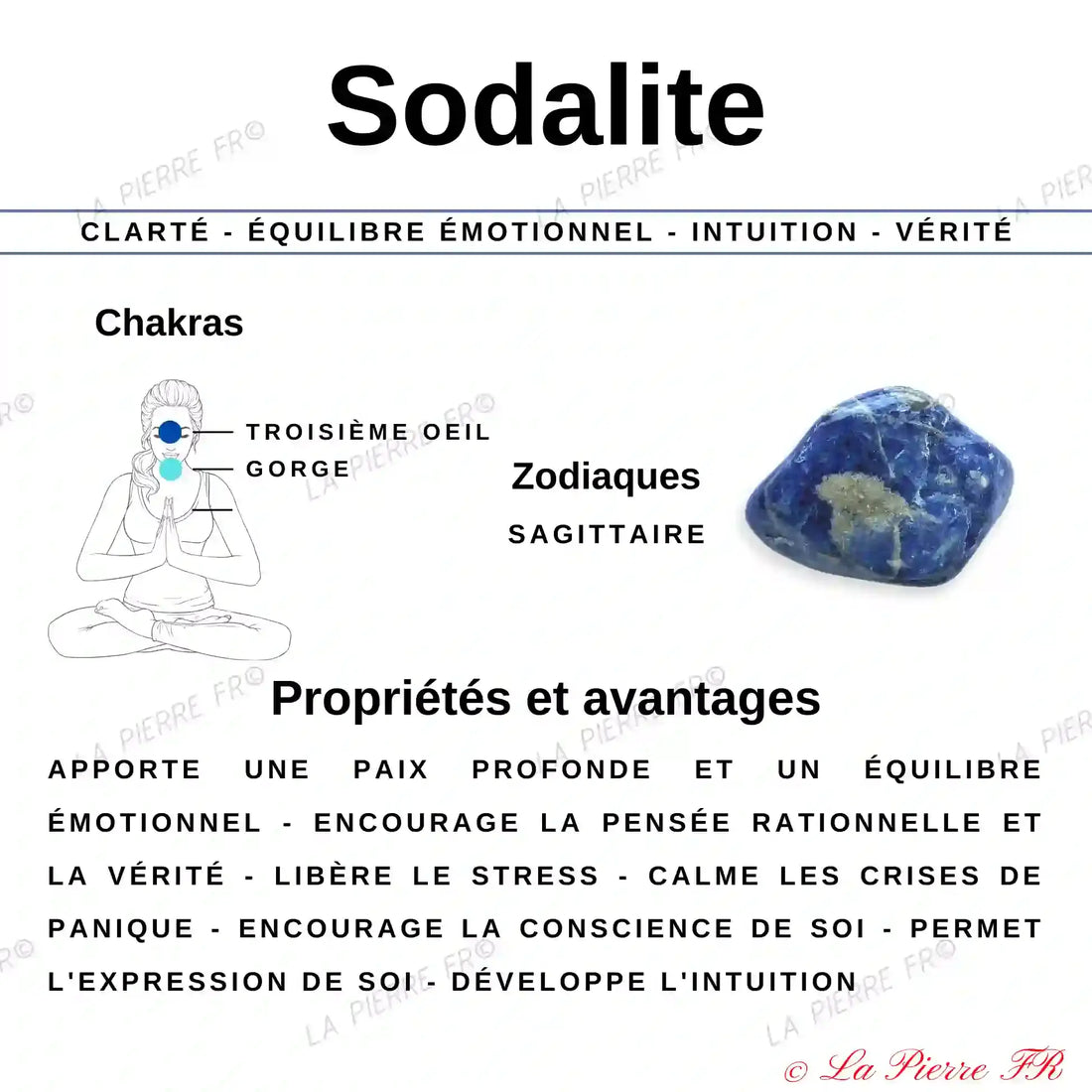 Collier pierres naturelles en Sodalite La Pierre Fr