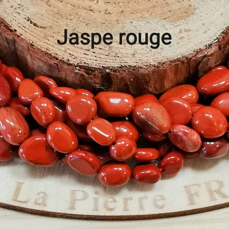 Perles Jaspe rouge galet -pierre roulée irrégulier 6mm-8mm, Perle jaspe rouge nugget, Lot de 40-50 perles pierres naturelles percées