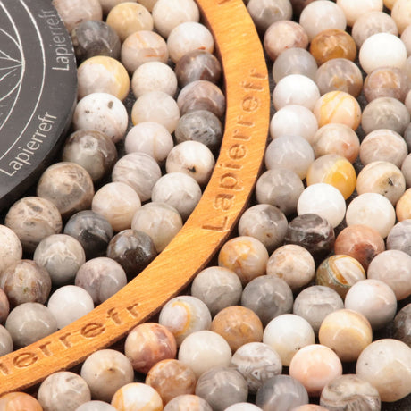 90 Perles Agate Bambou naturelle ronde 4mm | 60 perles 6mm | 46 de 8mm | 35 de 10mm | Perle pierre naturelle semi-précieuse | Qualité AA+