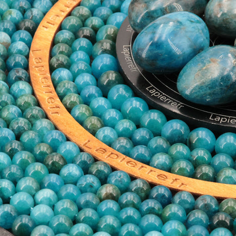 60 perles Apatite bleue naturelle 6mm | 46 de 8mm | 35 de 10mm | Perle pierre naturelle semi-précieuse ronde | Qualité AA+