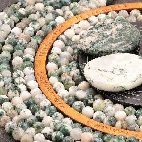 90 Perles Agate Arbre naturelle ronde 4mm | 60 perles 6mm | 43 perles 8mm | Perle pierre naturelle semi-précieuse | Qualité AA+