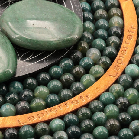 90 Perles Agate mousse naturelle ronde 4mm | 60 perles 6mm | 43 perles 8mm | Perle pierre naturelle | Perle semi-précieuse | Qualité AA+