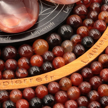 90 Perles Agate rubanée du Brésil ronde 4mm | 60 perles 6mm | 46 perles 8 mm | 35 perles 10mm | Perle pierre naturelle | Qualité AAA