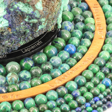 90 perles Azurite Malachite naturelle ronde 4mm | 56 perles 6mm | 45 perles 8mm | 34 perles 10mm | Perle pierre naturelle | Qualité AA+