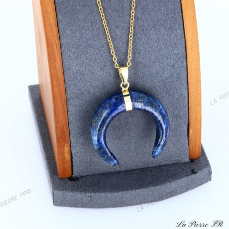 Pendentif Lapis lazuli croissant de lune | Pendentif pierre naturelle | Bijou en lapis lazuli