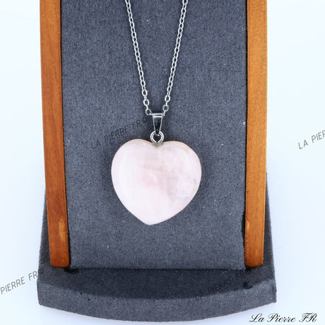 Pendentif Quartz rose | Pendentif pierre naturelle | Pendentif cœur en pierre 25*25mm | Bijoux pierre naturelle