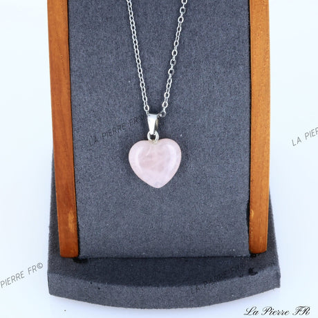 Pendentif Quartz rose en forme de cœur | Pendentif pierre rose | Pendentif cœur en pierre