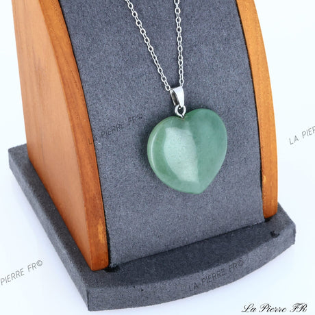 Pendentif cœur en aventurine verte | Pendentif pierre naturelle | Bijoux pierre naturelle